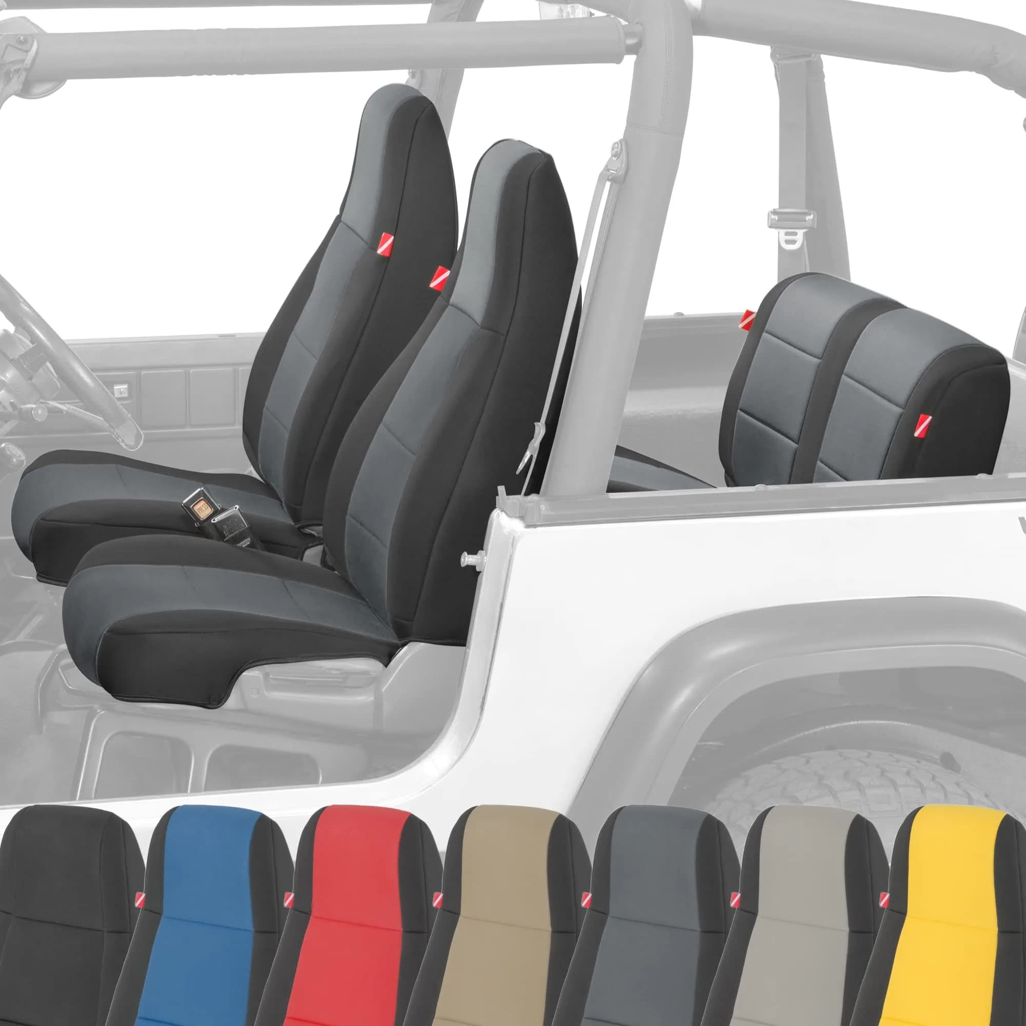Diver Down Neoprene Seat Cover Set for Jeep YJ 1987-1995 | Waterproof Custom Fit with Soft Padding (Charcoal, 1991) - main product image