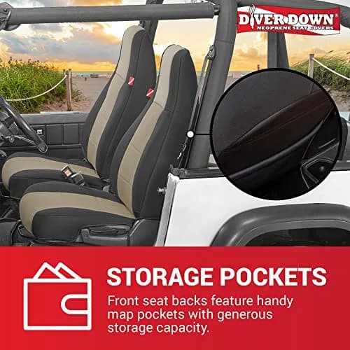 Diver Down Neoprene Seat Cover Set for Jeep YJ 1987-1995 | Waterproof Custom Fit with Soft Padding (Charcoal, 1991) thumbnail 4
