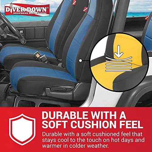 Diver Down Neoprene Seat Cover Set for Jeep YJ 1987-1995 | Waterproof Custom Fit with Soft Padding (Charcoal, 1991) thumbnail 5