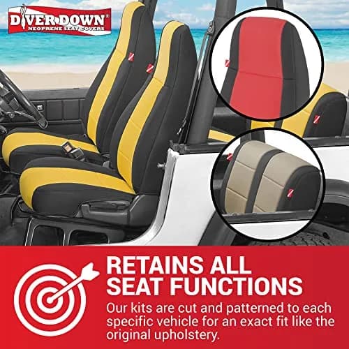 Diver Down Neoprene Seat Cover Set for Jeep YJ 1987-1995 | Waterproof Custom Fit with Soft Padding (Charcoal, 1991) thumbnail 2