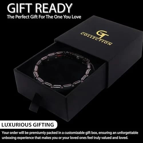 GT collection Men's Flat Bead Natural Gemstone Bracelet, Red Tiger Eye | Handmade, Adjustable, Energy & Style thumbnail 7