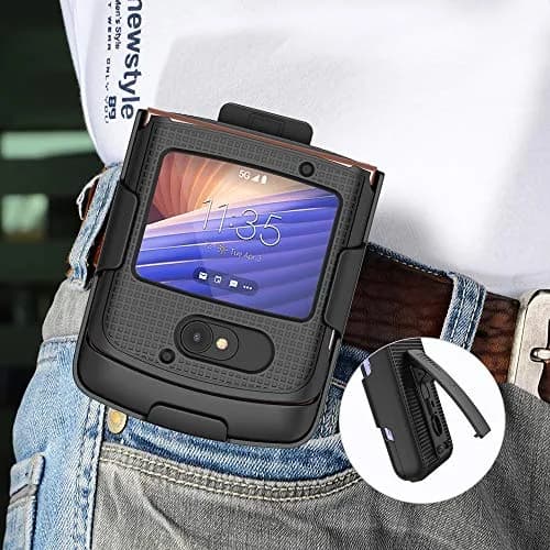 Nakedcellphone Holster Combo for Motorola RAZR 5G Flip Phone with Belt Clip - Black | Secure, Compact & Fully Functional thumbnail 5
