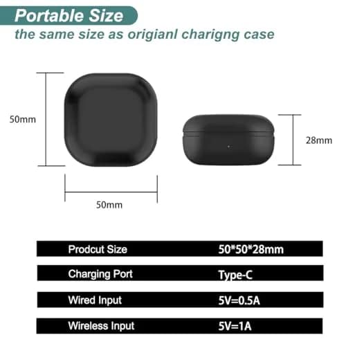 Kissmart Charging Case for Galaxy Buds Live SM-R180 | 600mAh Wired USB-C Charging, Black thumbnail 6