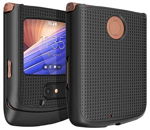 Nakedcellphone Black Grid Series Flip Phone Case for Motorola RAZR 5G (2020) | Slim Hard Shell Cover thumbnail 1