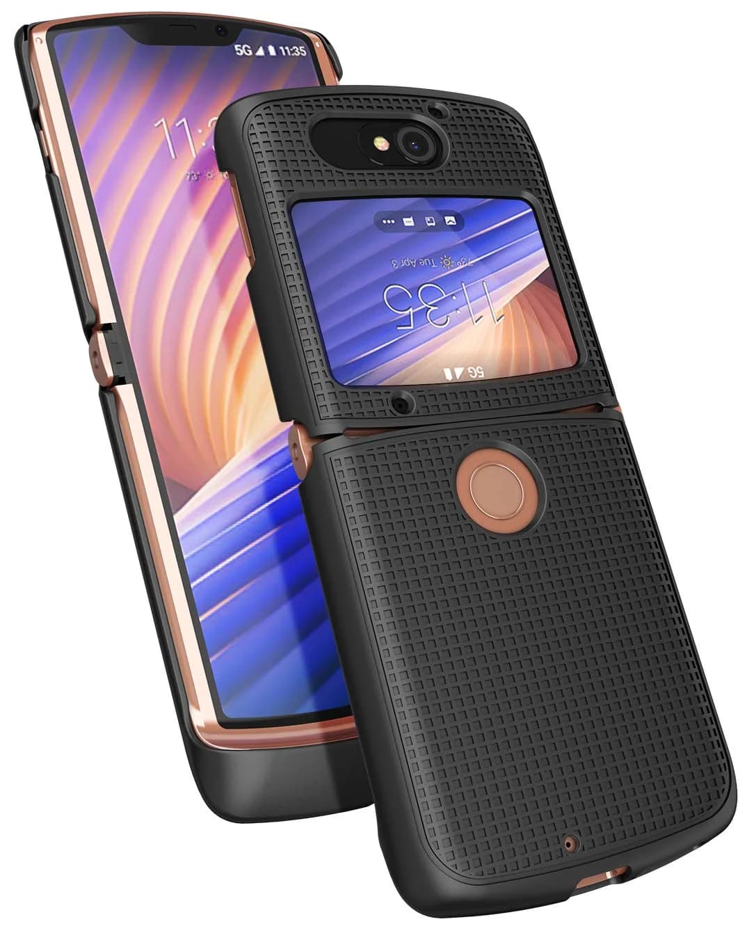 Nakedcellphone Black Grid Series Flip Phone Case for Motorola RAZR 5G (2020) | Slim Hard Shell Cover - view 4