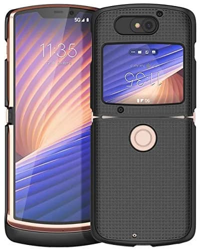 Nakedcellphone Black Grid Series Flip Phone Case for Motorola RAZR 5G (2020) | Slim Hard Shell Cover thumbnail 2