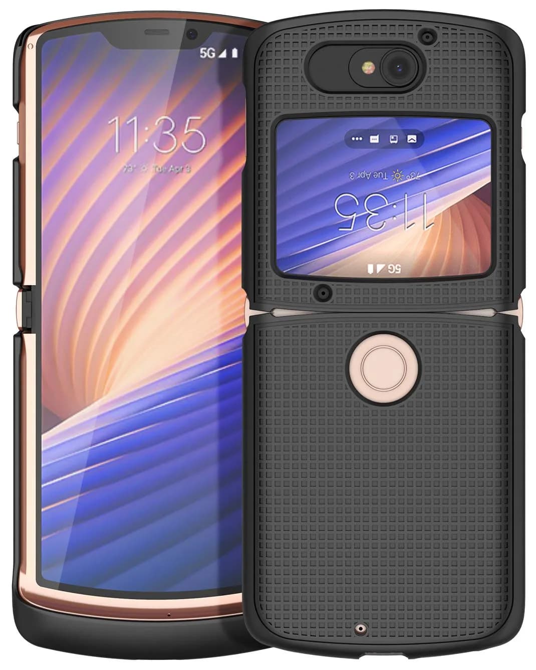 Nakedcellphone Black Grid Series Flip Phone Case for Motorola RAZR 5G (2020) | Slim Hard Shell Cover - view 2