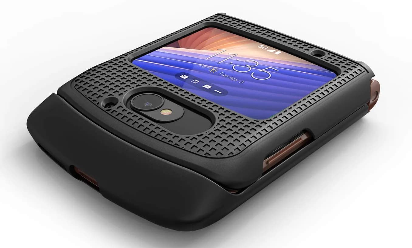 Nakedcellphone Black Grid Series Flip Phone Case for Motorola RAZR 5G (2020) | Slim Hard Shell Cover - view 3