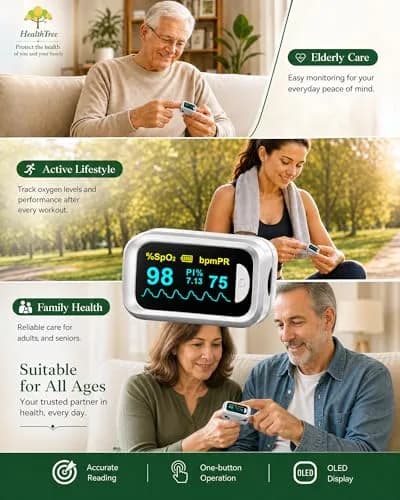 HealthTree Fingertip Pulse Oximeter & Heart Rate Monitor | 70%-100% SpO2, +/-2% Accuracy thumbnail 7