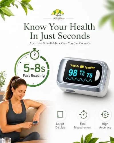 HealthTree Fingertip Pulse Oximeter & Heart Rate Monitor | 70%-100% SpO2, +/-2% Accuracy thumbnail 3