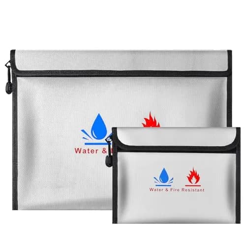 ABSOK Fire-Resistant Document Pouches Set 38cm x 28cm (15"x11") & 18cm x 8cm (9"x7") | Protect Valuables Up to 2000°F thumbnail 1