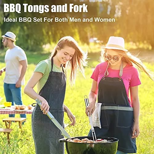 ROMANTICIST 23pcs Heavy Duty Grilling Tools Set Silver | Stainless Steel BBQ Accessories Kit with Meat Claws & Canvas Bag thumbnail 6