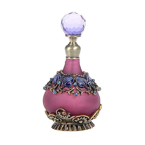 Rayberro Vintage Perfume Bottle, 25ML Purple Flower Glass Refillable Dropper for Women & Girls thumbnail 1