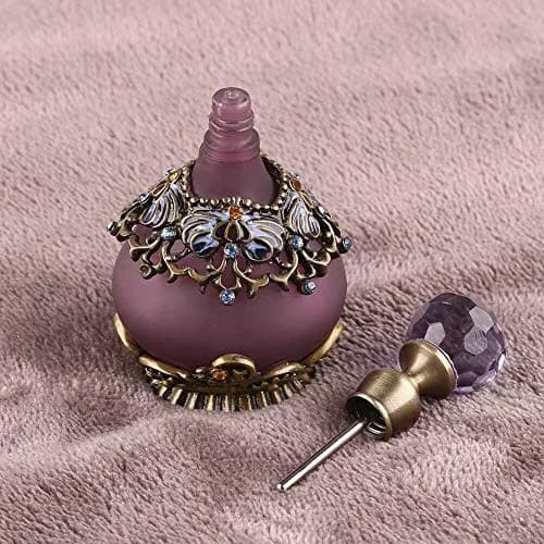Rayberro Vintage Perfume Bottle, 25ML Purple Flower Glass Refillable Dropper for Women & Girls thumbnail 4
