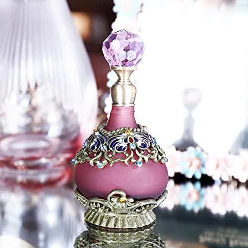Rayberro Vintage Perfume Bottle, 25ML Purple Flower Glass Refillable Dropper for Women & Girls thumbnail 5