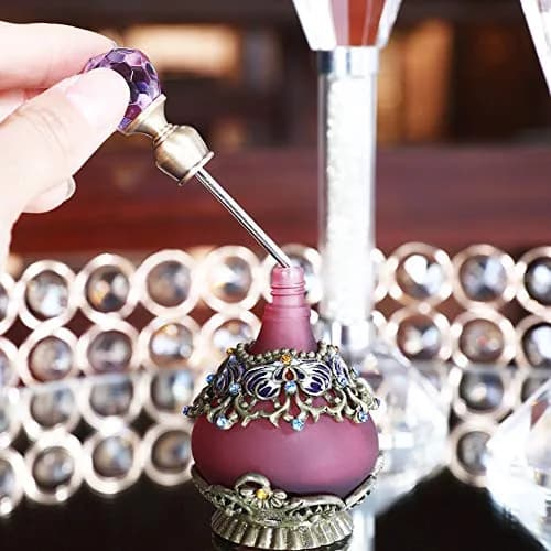 Rayberro Vintage Perfume Bottle, 25ML Purple Flower Glass Refillable Dropper for Women & Girls thumbnail 3