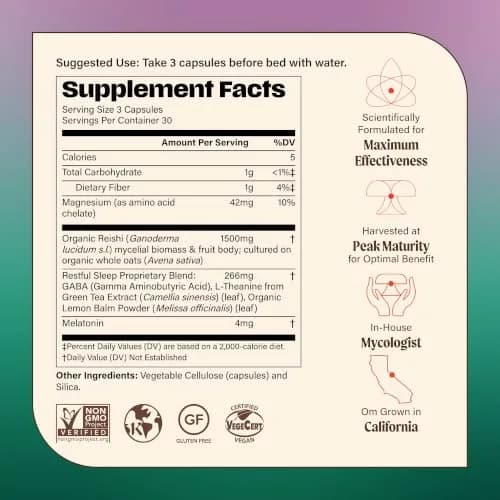 OM MUSHROOM SUPERFOOD Sleep Mushroom Capsules 90 Count | Supports Rest & Sleep Quality thumbnail 7