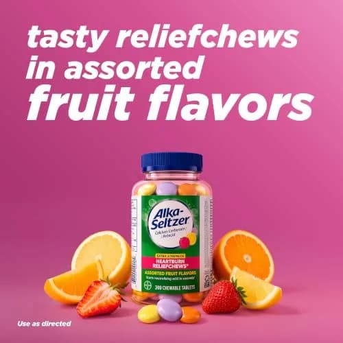 Alka-Seltzer Extra Strength Heartburn ReliefChews 200 Count (680 mg Calcium Carbonate) | Fast Heartburn & Acid Indigestion Relief thumbnail 6