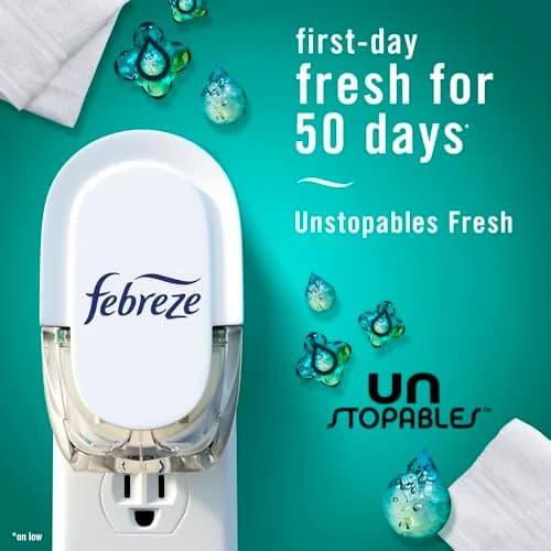 Febreze Plug-in Air Freshener Refills Unstopables Fresh Scent 0.87oz (25ml) Each, 3 Count | Odor-Fighting Technology for Home & Office thumbnail 3