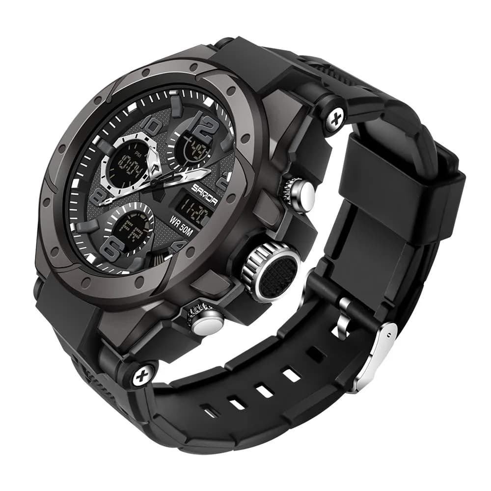 AIMES Men's Military Tactical Watch 53mm (2.1 inch) | Dual Time Zone Analog-Digital Display - main product image