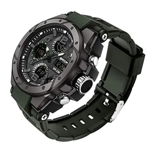 AIMES Military Waterproof Watch 53mm Green | Dual Time, Sport, Analog-Digital thumbnail 1