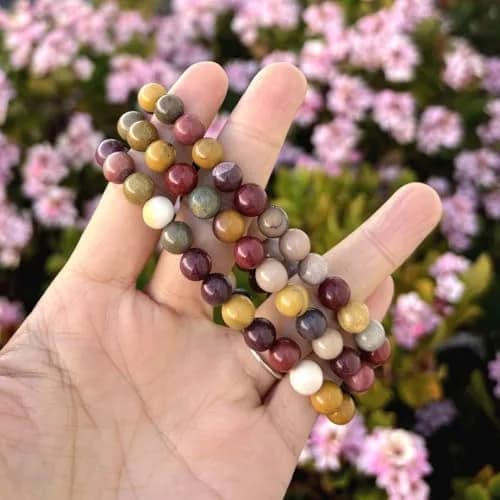 Adabele Real Natural Mookaite Jasper Gemstone Stretch Bracelet 8 Inch | Genuine Earth-Mined Beads for Daily Wear thumbnail 4