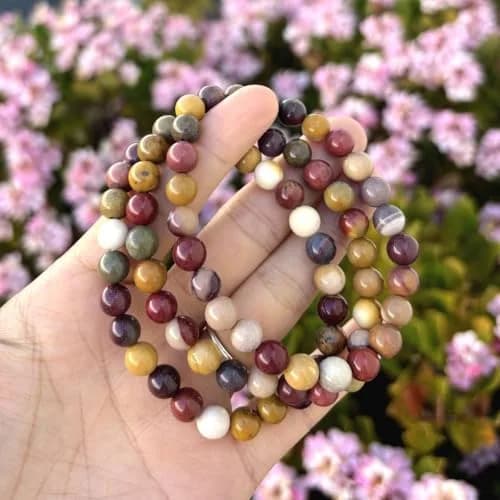 Adabele Real Natural Mookaite Jasper Gemstone Stretch Bracelet 8 Inch | Genuine Earth-Mined Beads for Daily Wear thumbnail 5
