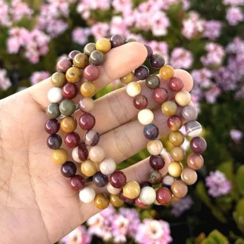 Adabele Real Natural Mookaite Jasper Gemstone Stretch Bracelet 8 Inch | Genuine Earth-Mined Beads for Daily Wear thumbnail 2
