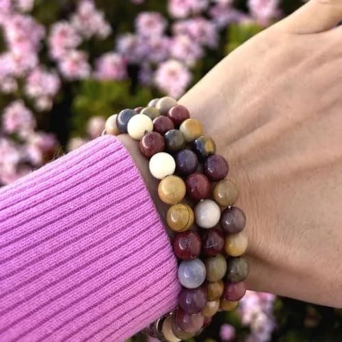 Adabele Real Natural Mookaite Jasper Gemstone Stretch Bracelet 8 Inch | Genuine Earth-Mined Beads for Daily Wear thumbnail 3