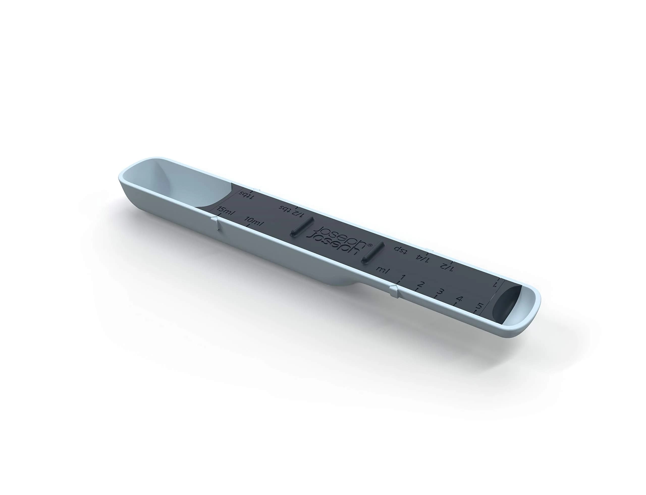 Joseph Joseph Measure-Up Adjustable Wet & Dry Measuring Spoon, Blue | Space-Saving, Dual-Volume, Dishwasher Safe