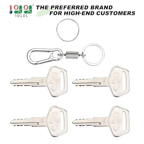 10L0L 4PCS 787 Ignition Keys with Keychain for Heavy Equipment Excavator Backhoe Dozer Komatsu, Kalmar, Dressta, Sakai | Alloy Metal Durable Set thumbnail 2