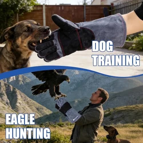 IC ICLOVER Animal Handling Gloves Large 16-inch (40.64cm) | Snake Bite Proof Double Leather for Men thumbnail 7