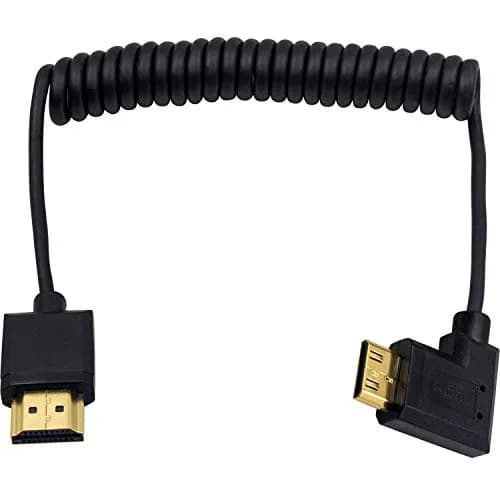 Duttek Thin Mini HDMI to HDMI Coiled Cable 1.2m (1-4ft) | 4K@60Hz Ultra Slim Flexible Angled Cable for Cameras, Tablets, HDTVs thumbnail 1
