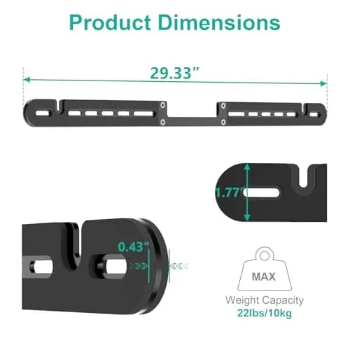 WALI Soundbar Wall Mount for Sonos Arc & Ultra, Black | Heavy Duty Alloy Steel Bracket for 10kg Speakers thumbnail 4