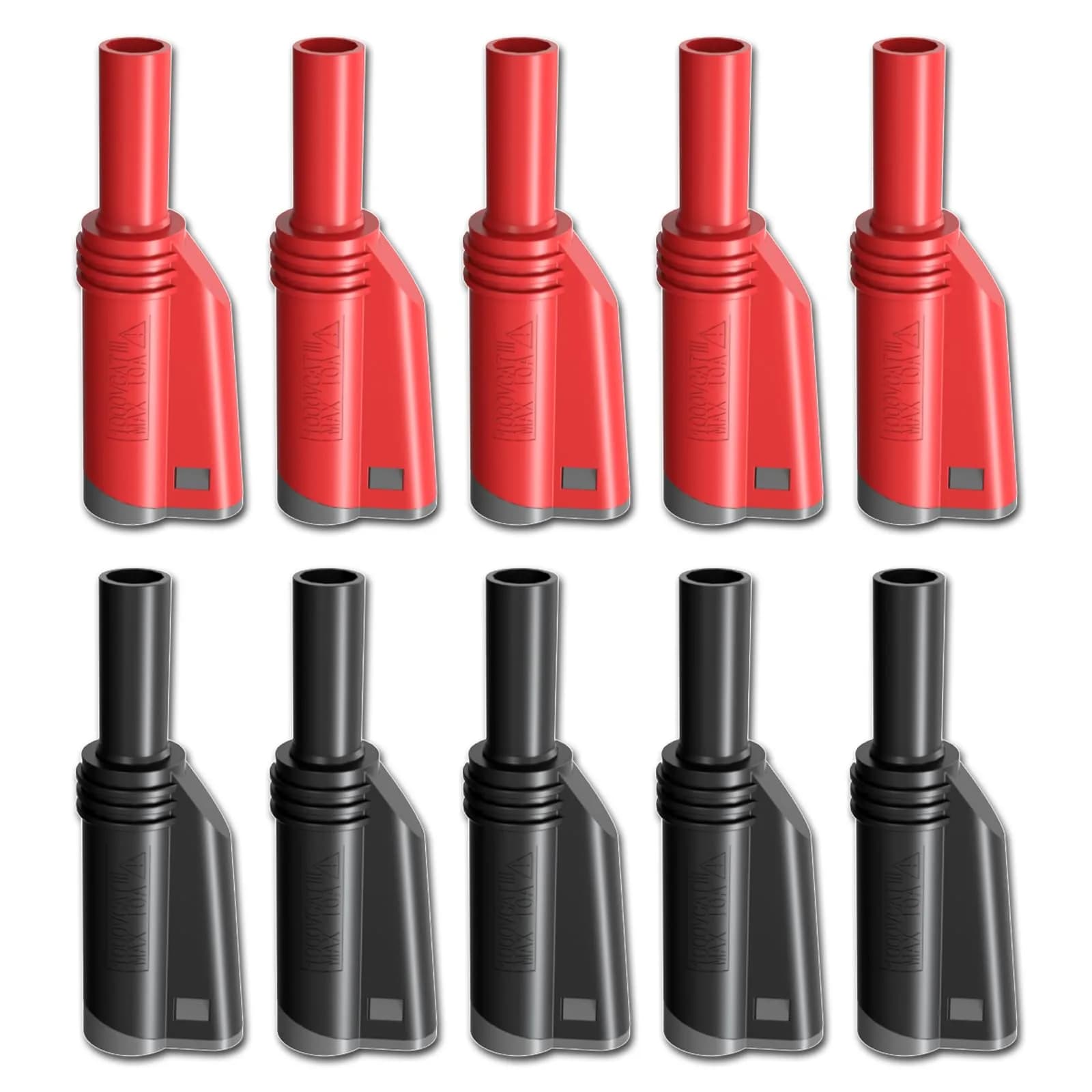 Goupchn 4mm Stackable Shrouded Banana Plugs, Red Black 10PCS | Solderless Screw Fixation, DIY Connectors
