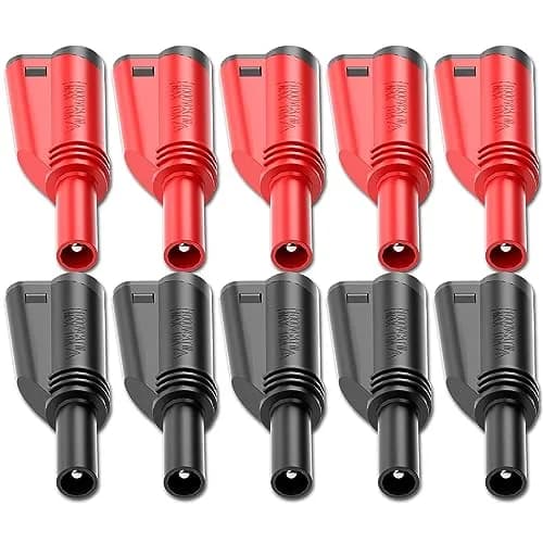 Goupchn 4mm Stackable Shrouded Banana Plugs, Red Black 10PCS | Solderless Screw Fixation, DIY Connectors thumbnail 2