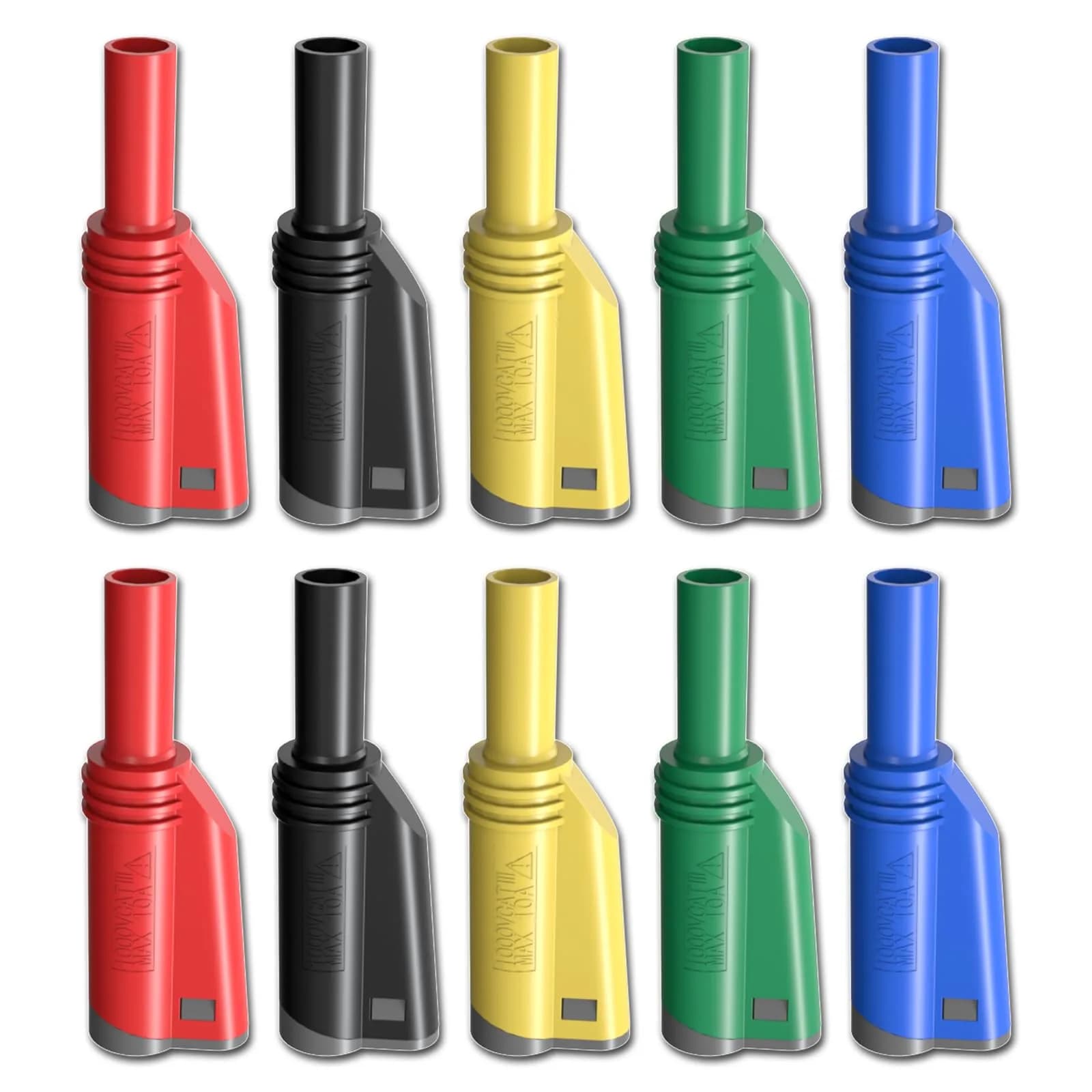 Goupchn 4mm Stackable Banana Plugs, 10PCS (5 Colors) | Solderless Screw Fixation for DIY Electrical Connectors