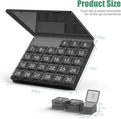 DOHIMGIO 30-Day Monthly Pill Organizer Box with Large Compartments | Squeeze-to-Open Design thumbnail 6