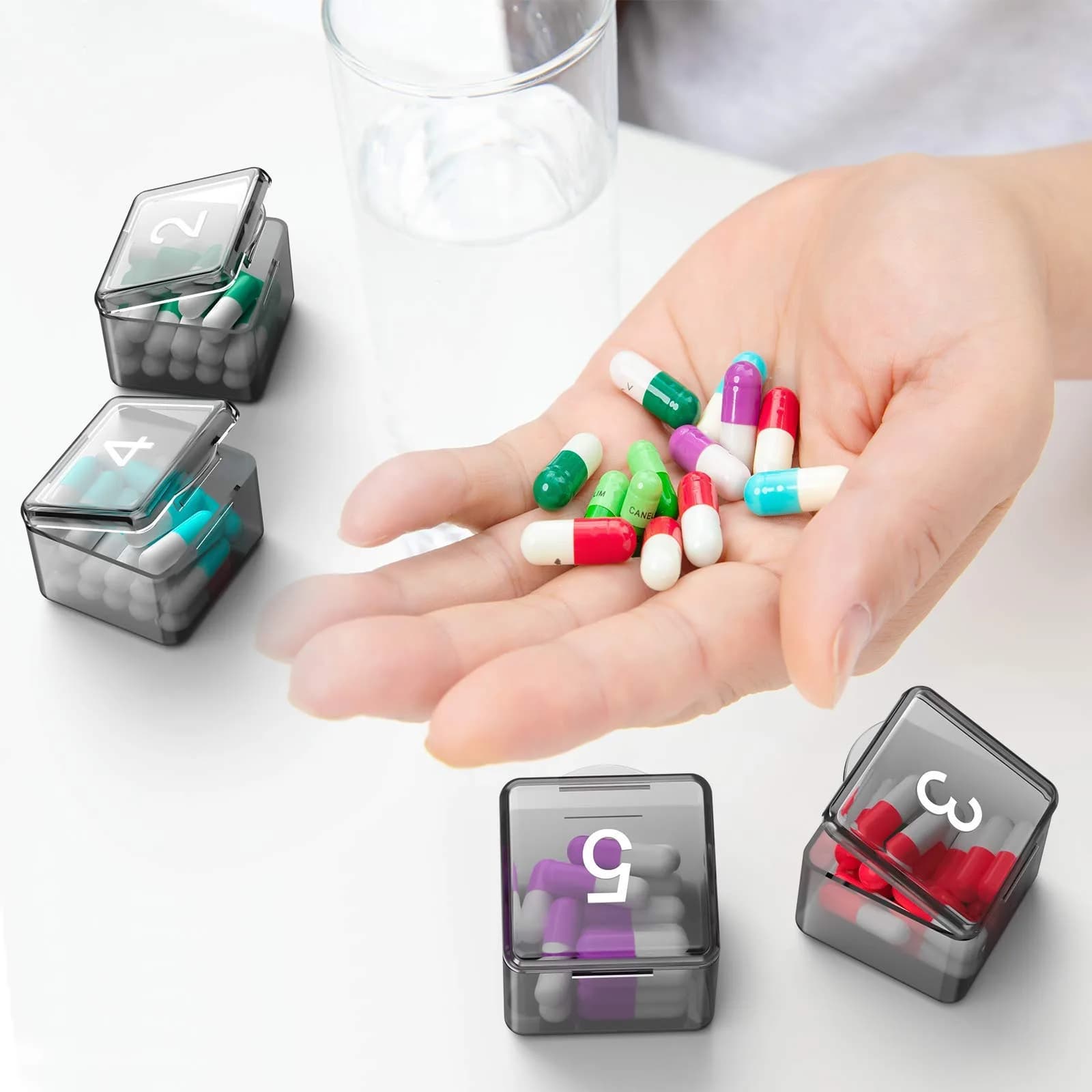 DOHIMGIO 30-Day Monthly Pill Organizer Box with Large Compartments | Squeeze-to-Open Design - view 9