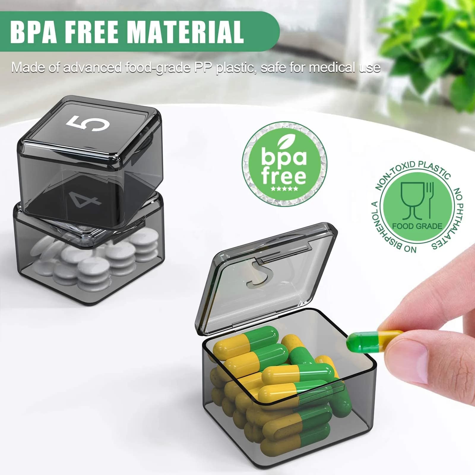 DOHIMGIO 30-Day Monthly Pill Organizer Box with Large Compartments | Squeeze-to-Open Design - view 3