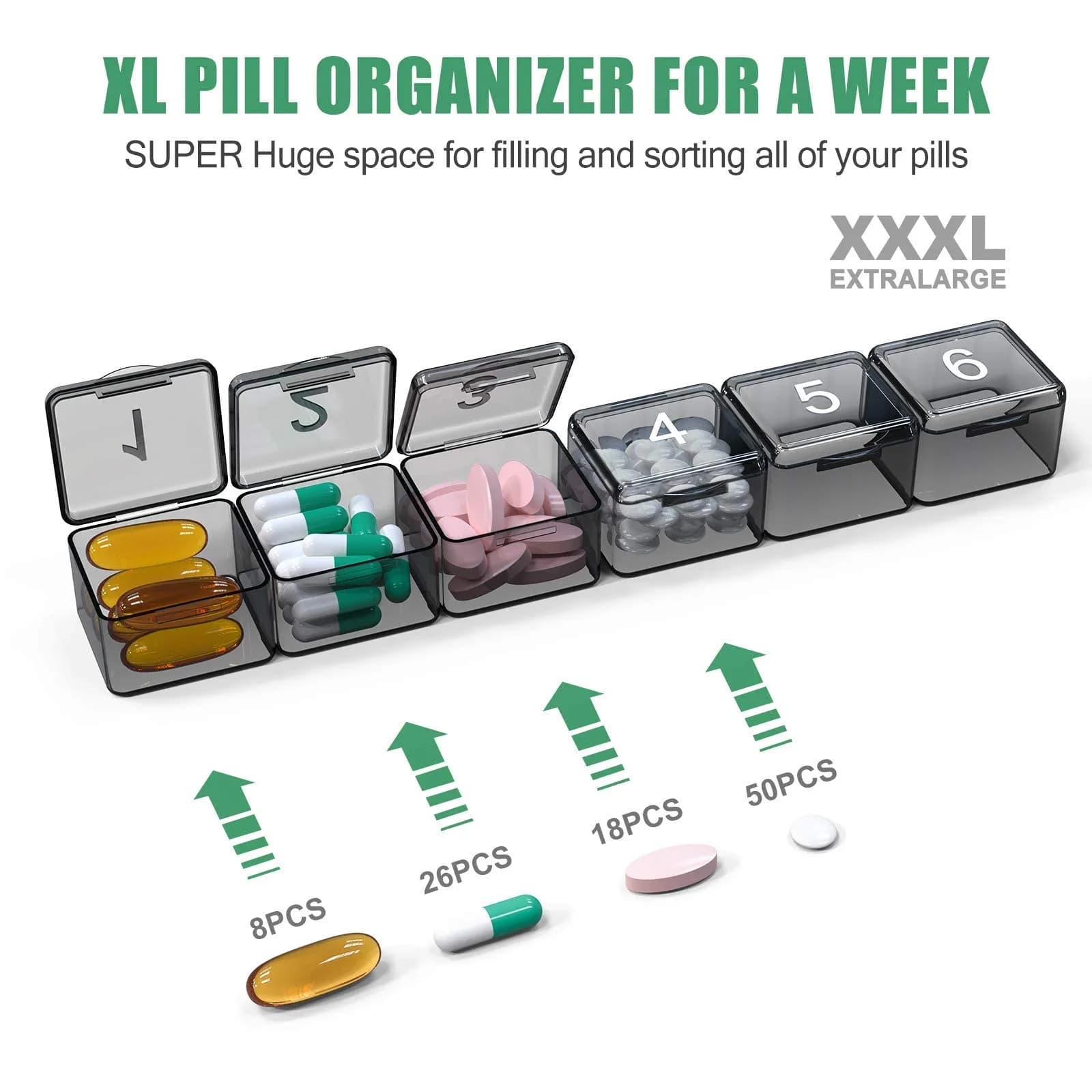 DOHIMGIO 30-Day Monthly Pill Organizer Box with Large Compartments | Squeeze-to-Open Design - view 4