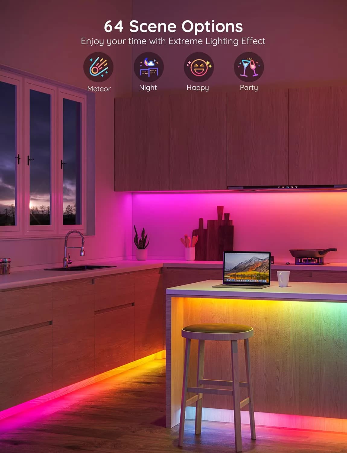 Govee 65.6ft RGBIC LED Strip Lights with Smart App Control for Bedroom - view 3