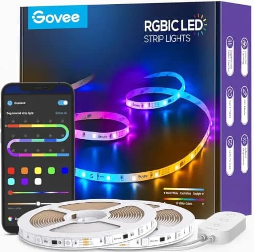 Govee RGBIC LED Strip Lights 5m (16.4ft) | Smart App Control for Bedroom — 65.6ft
