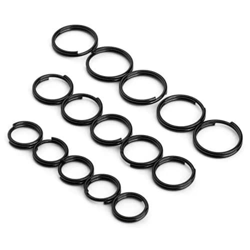 FEGVE TC4 Titanium Split Key Rings Set, 15 pcs Black-Plated Jump Rings for Keys & Jewelry DIY | Rustproof & Durable thumbnail 1