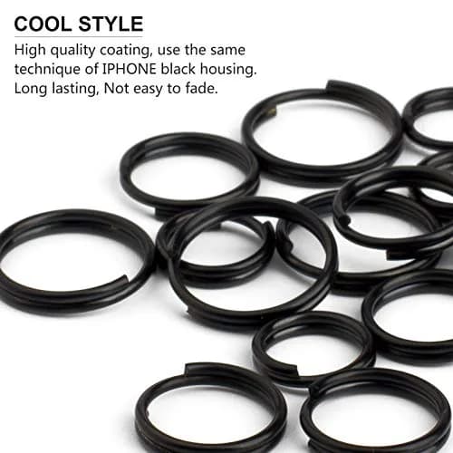 FEGVE TC4 Titanium Split Key Rings Set, 15 pcs Black-Plated Jump Rings for Keys & Jewelry DIY | Rustproof & Durable thumbnail 3