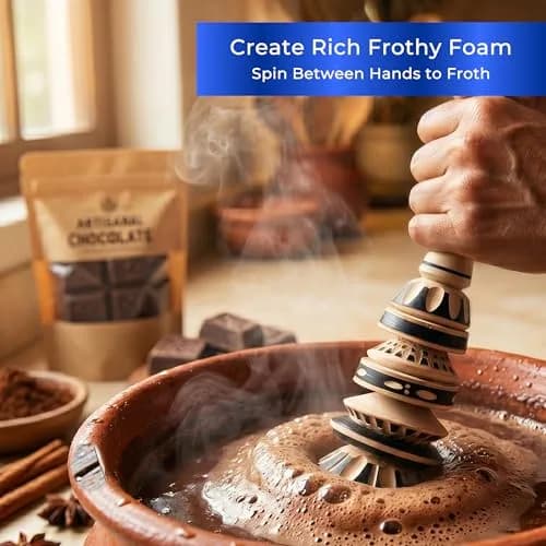GLOBE ROCKET Handmade Molinillo Hot Chocolate Frother (Large) 34.3cm (13.5 inches) | Authentic Mexican Tradition thumbnail 3