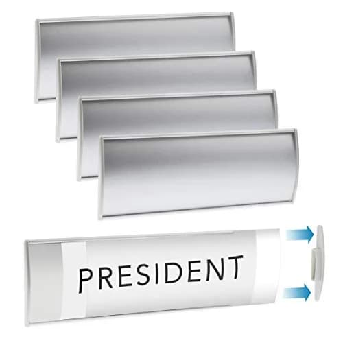 GlossyEnd Silver Aluminum Wall Mount Name Plate Holder | Durable Office Signage (8” x 3”) thumbnail 1