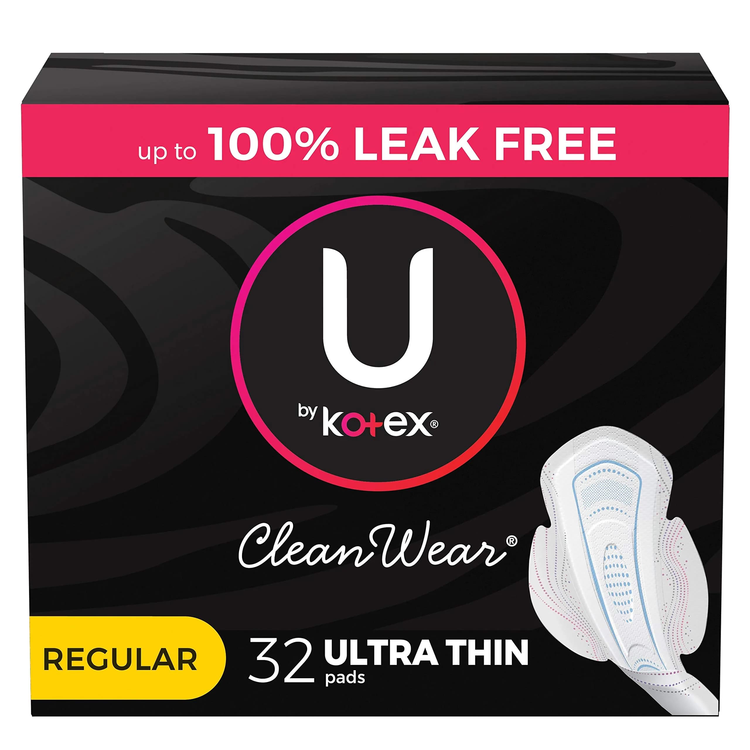 U by Kotex CleanWear Ultra Thin Feminine Pads with Wings, Regular, Fragrance-Free, 50 Count | USA Imported, Duties Included — OLD Regular Absorbency
