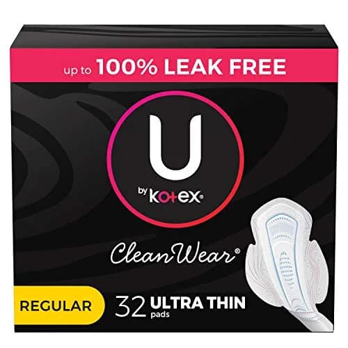 U by Kotex CleanWear Ultra Thin Pads with Wings, Regular Absorbency, 32 Count - main product image