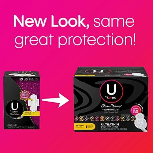U by Kotex CleanWear Ultra Thin Feminine Pads with Wings, Regular Absorbency, 32 Count | Dermatologist Tested & Hypoallergenic thumbnail 2